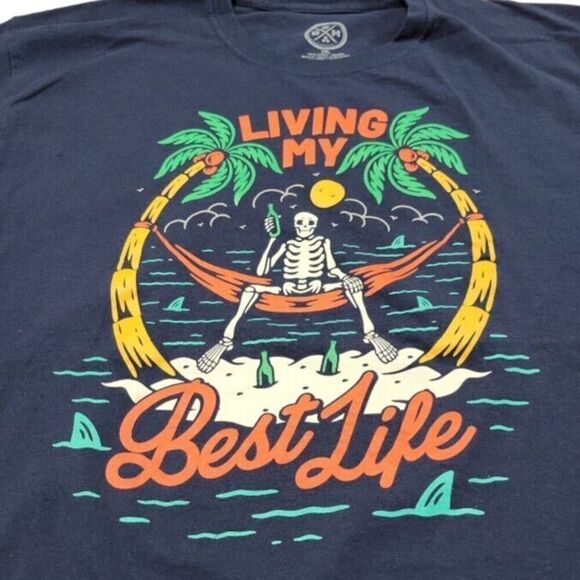 DOM It's About The Art Shirt Size XXL "Living My Best Life" Skeleton Graphic Tee - Picture 3 of 5